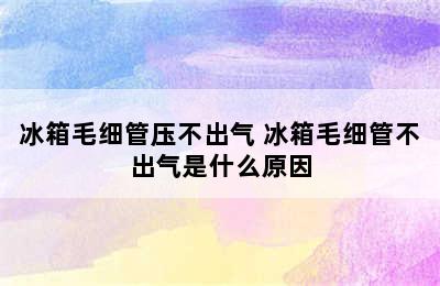 冰箱毛细管压不出气 冰箱毛细管不出气是什么原因